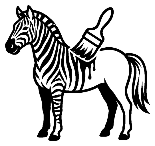 Stripy Horse: a horse being painted with zebra stripes